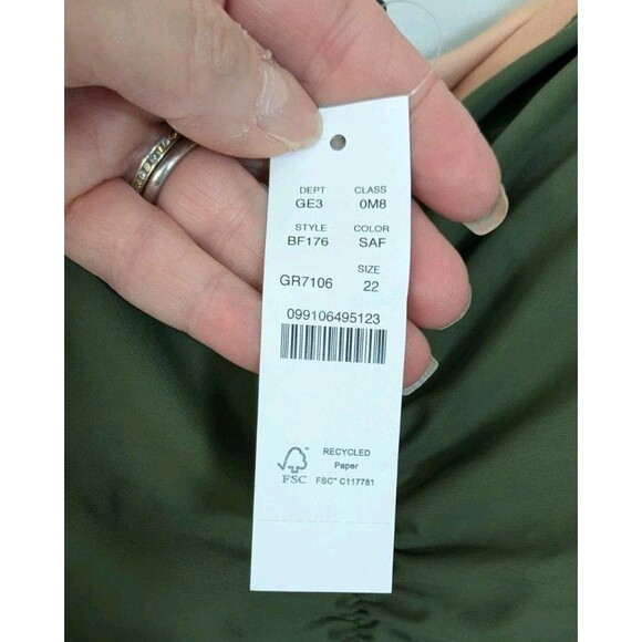 J.Crew Ruched Classic Sweetheart Neckline Olive Green Resort One Piece SZ 22 - Picture 3 of 9